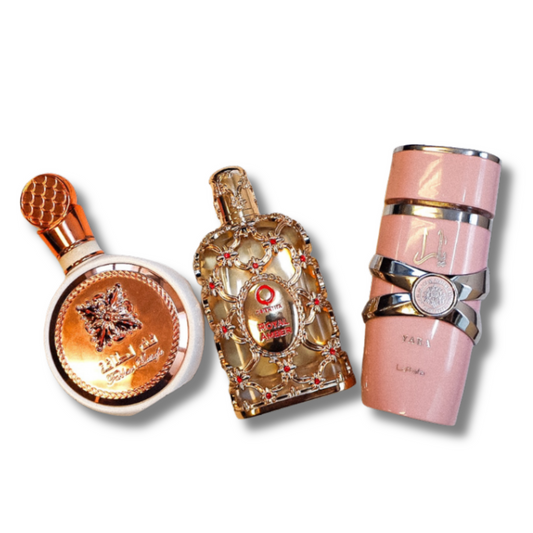 Set de 3 Perfumes | Lattafa Yara + Fakhar + Royal Amber – Compra 1 y recibe 3 perfumes ORIGINALES de 100 ml cada uno