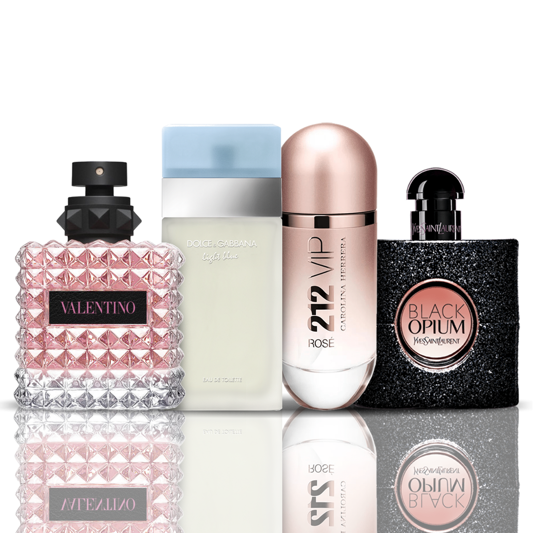 Set de 4 Perfumes | Valentino + Light Blue + 212 VIP Rose + Black Opium 100 ml