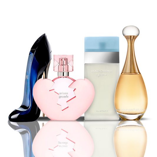 Set de 4 Perfumes | Thank U Next + Light Blue + Good Girl + J'adore 100 ml